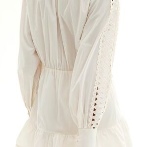 H & M - EMBROIDERED-DETAIL POPLIN DRESS